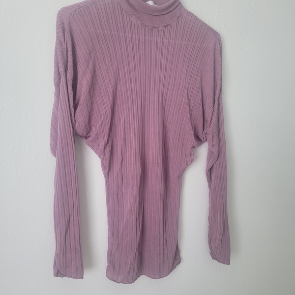 Zara Tops - Zara sheer ribbed cinched purple plum sweater Zara Ribbed Knit Top in Purple